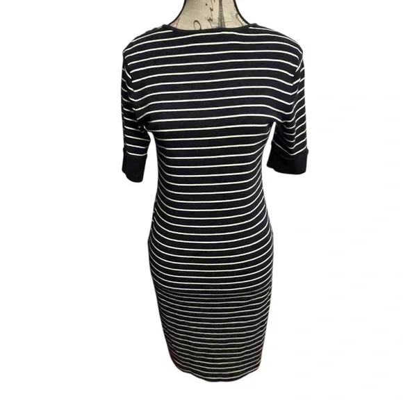 Ralph Lauren Striped Navy and White Midi Dress - Picture 1 of 8